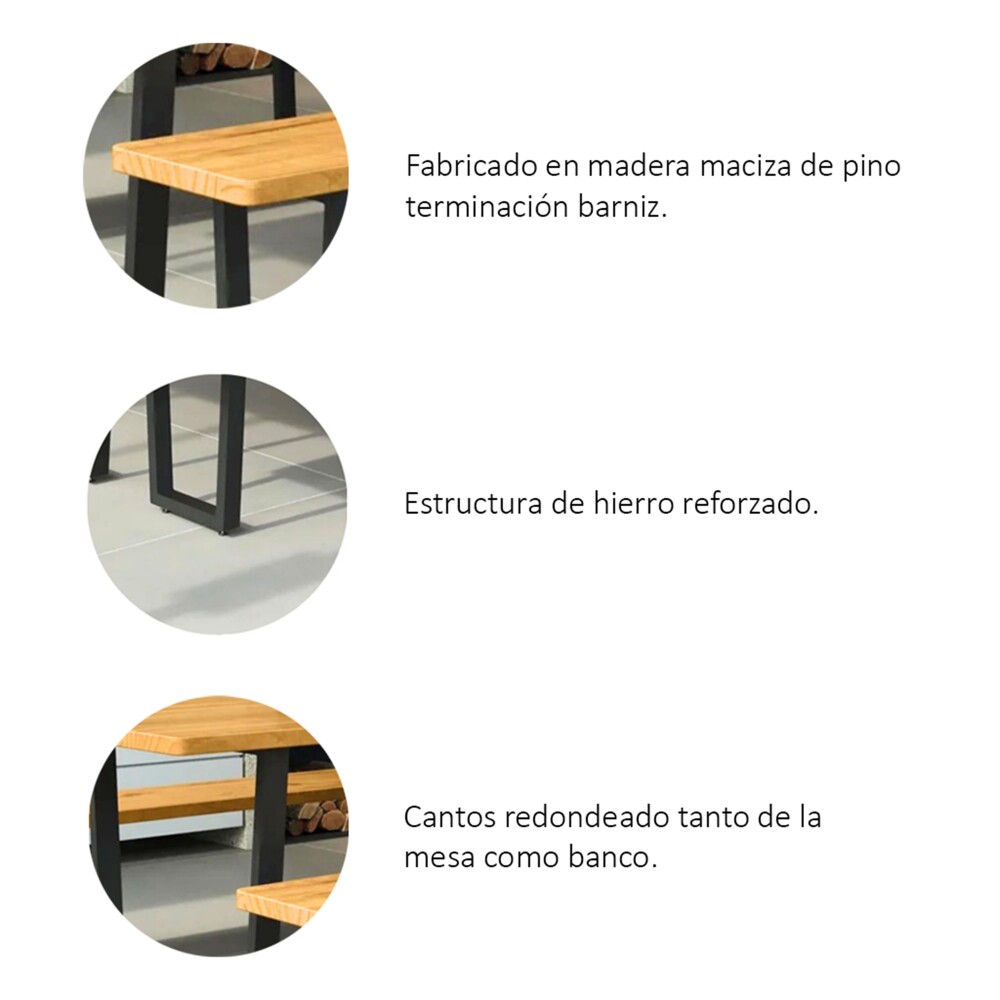 Conjunto de Mesa con dos Bancos - Georgia Conjunto de Mesa con dos Bancos - Georgia