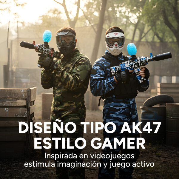 Pistola Hidrogel Ametralladora Luz Sonido Humo Recargable Color Azul