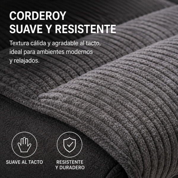 Sofá Sillón Cama ComboHome Teddy Premium 3 Cuerpos Corderoy Gris 1