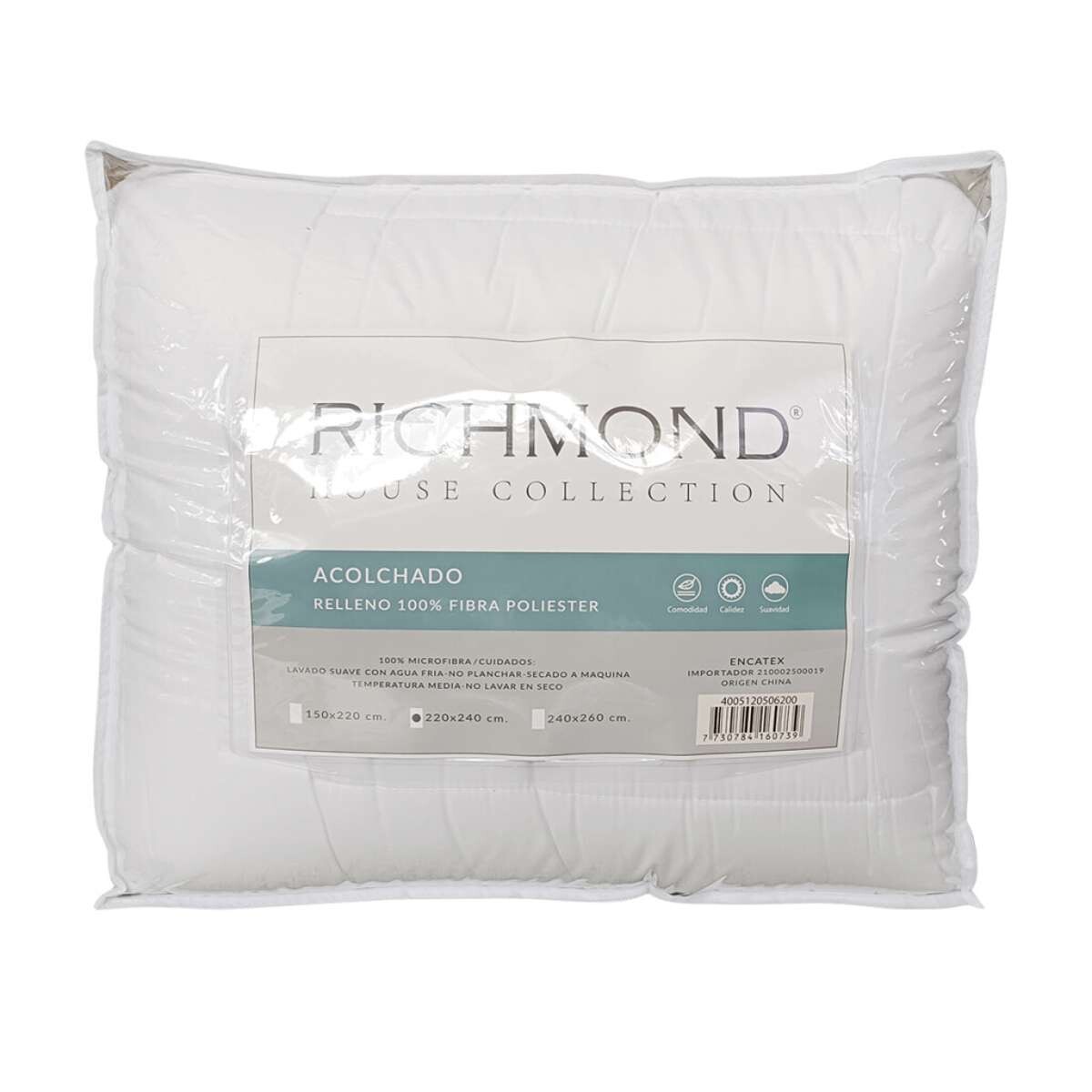 Acolchado 1 Plaza Plus Richmond House 150 x 220 cm - Blanco 