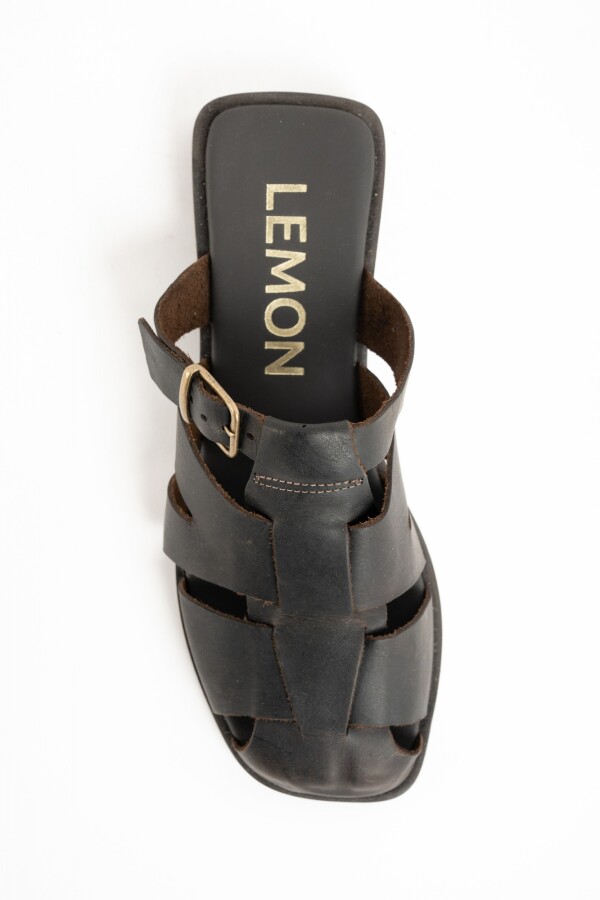 Zueco Cangrejera Cuero Chocolate