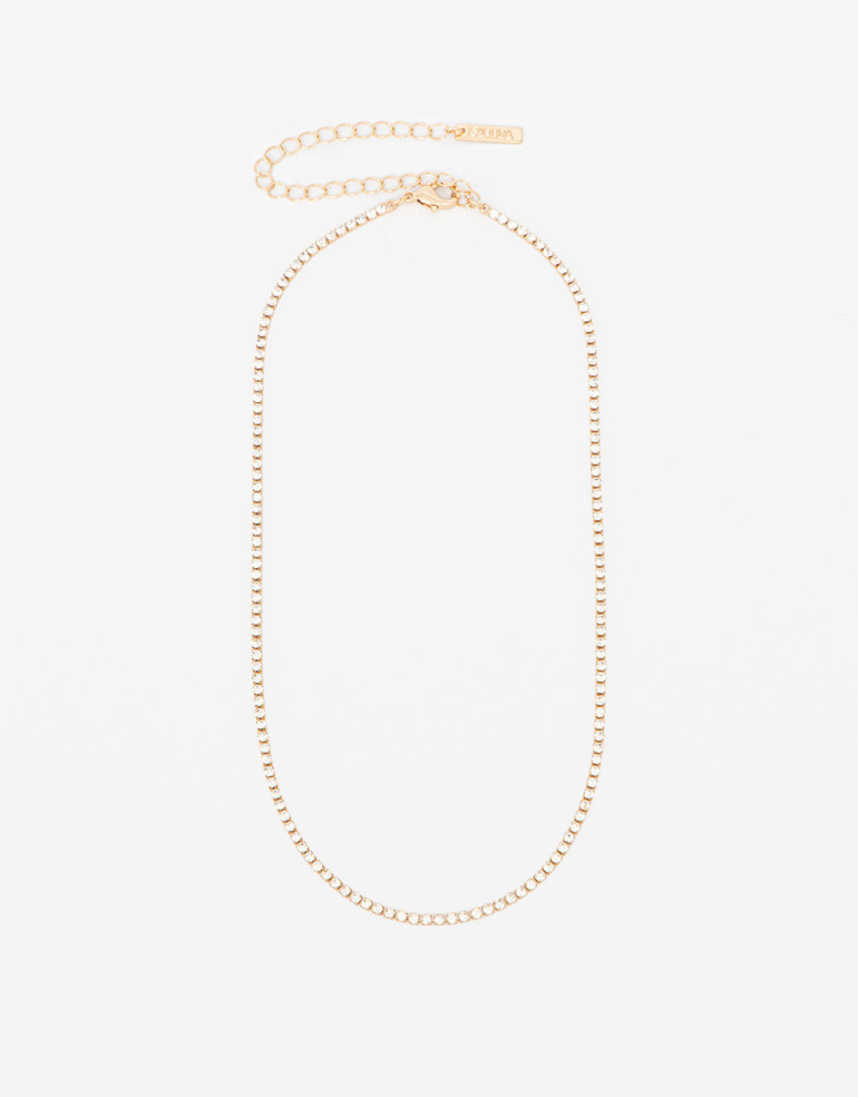 Collares Cortos Strass Set Collares Cortos Metal Y Strass - Dorado