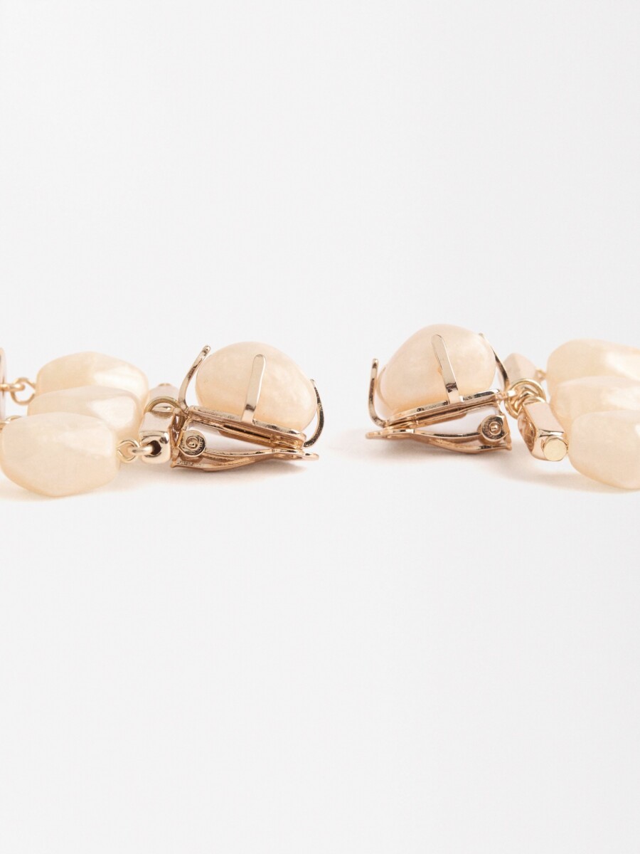 Pendientes Largos Efecto Piedra beige