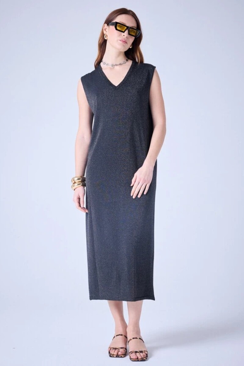 Vestido tejido maxi Negro