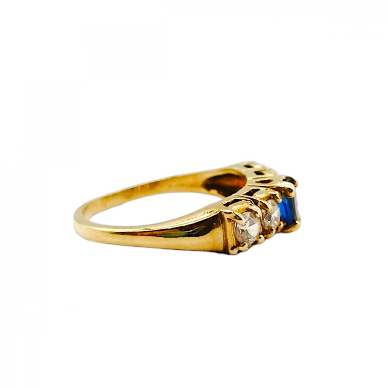 Anillo Vera-Oro Bajo-Piedra Zafiro y Zirconia-AN8131 conpiedra