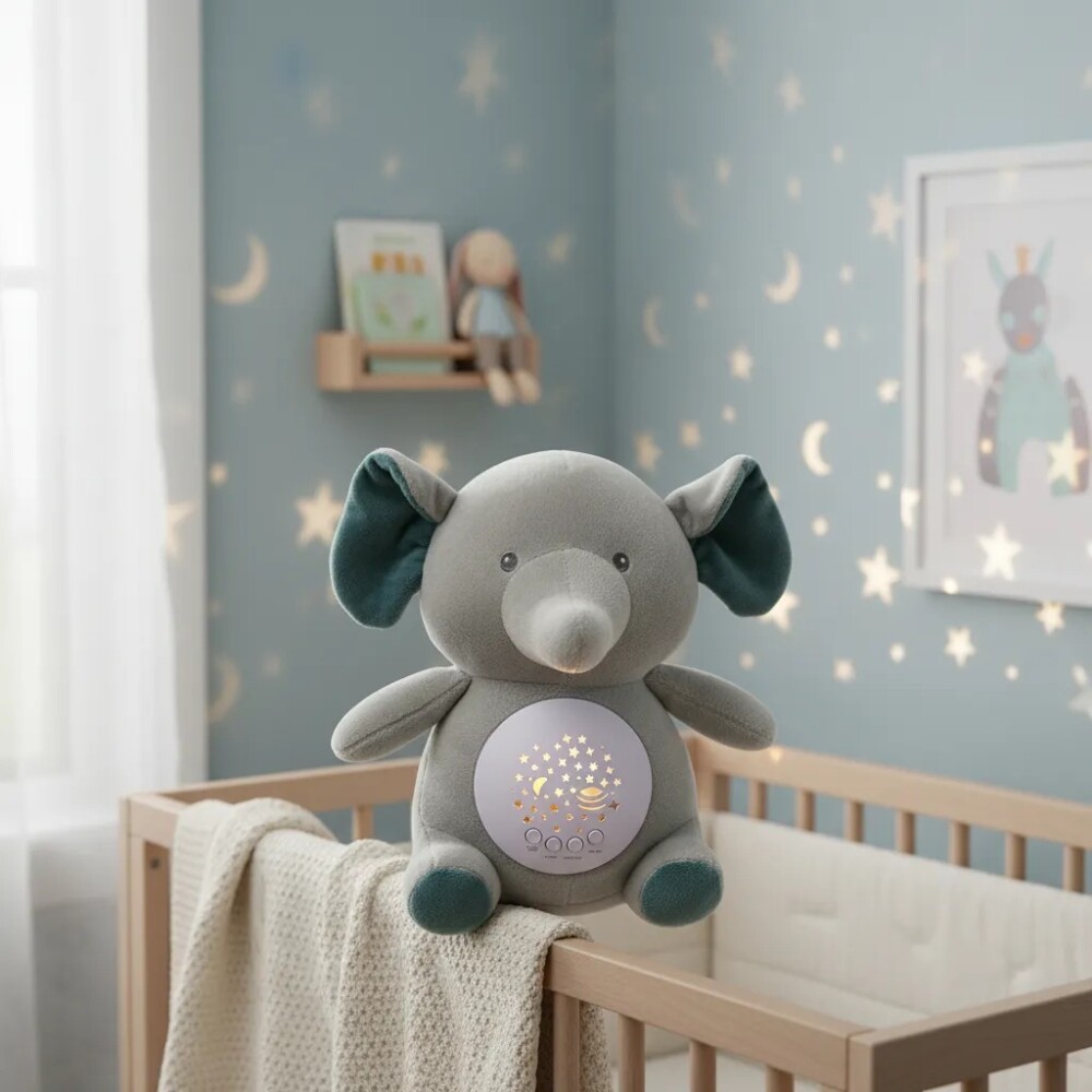 Cunero Proyección Con Luz Y Sonido Elefante