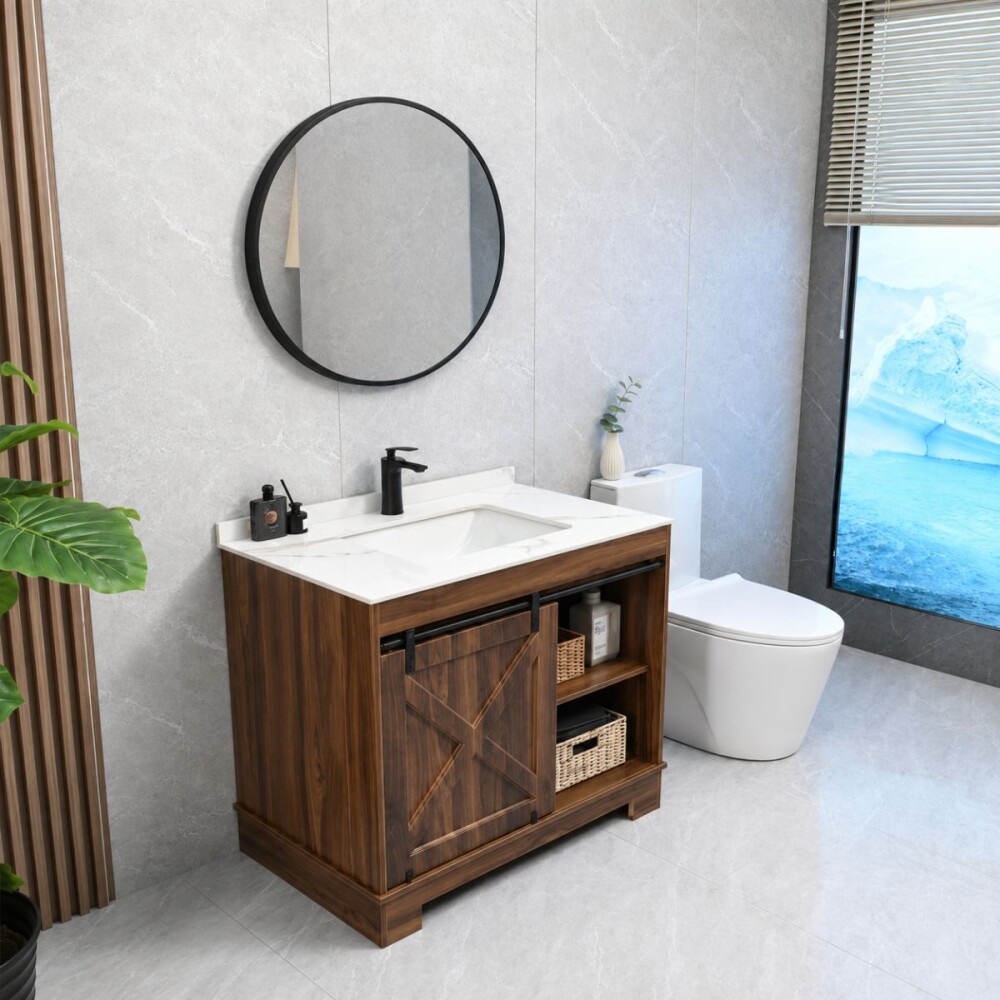 Mueble de baño de pie puerta granero 85cm Mueble De Baño De Pie Puerta Granero 85cm