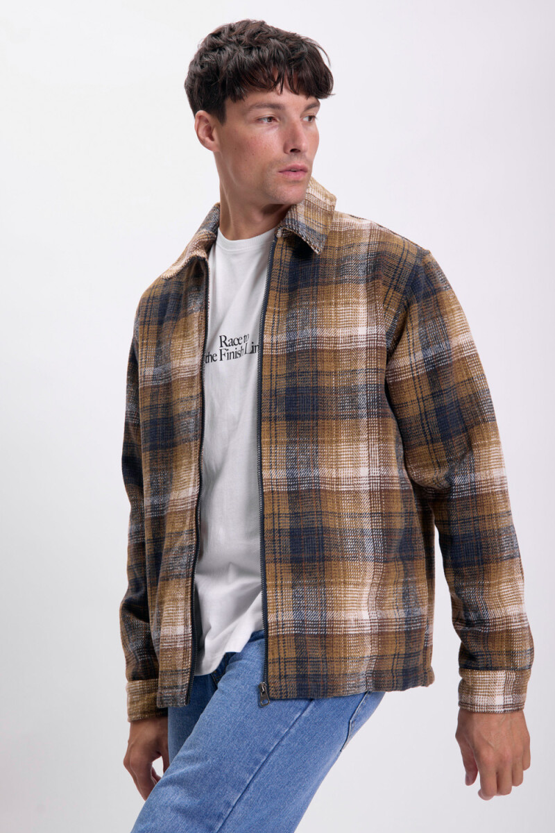 Sobrecamisa cuadros Tostado