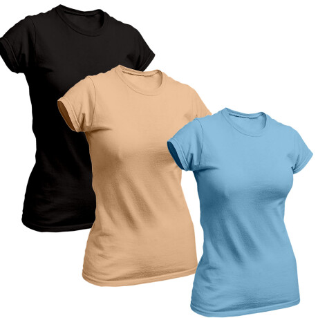 Set X3 Remera Mujer Expert Manga Corta Algodón Liso