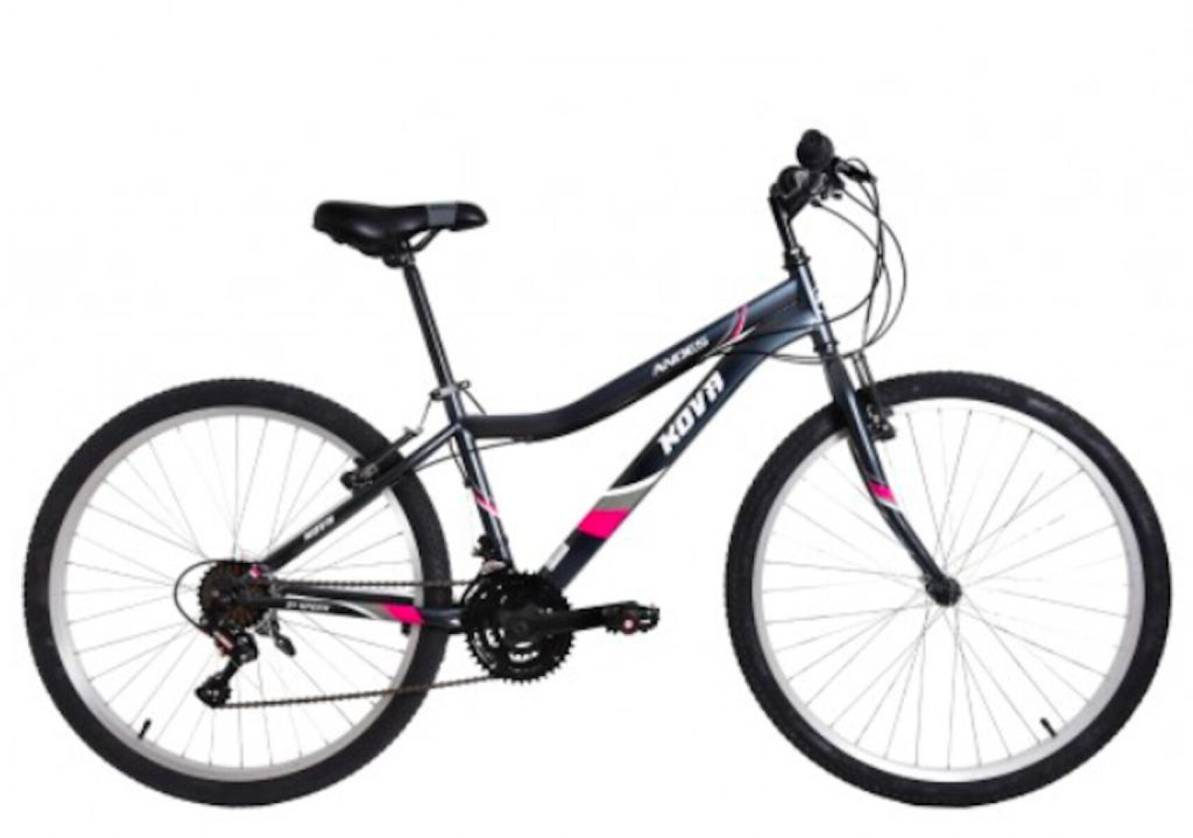 Bicicleta Montaña Rodado 26 Nena Dama Kova Andes Negra Fucsia y Gris 
