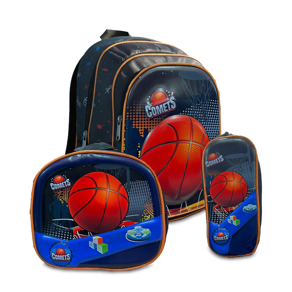 Set Mochila Lonchera Cartuchera Escolar 3 Piezas - Azul Oscuro 