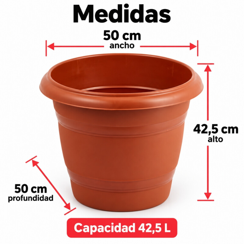Maceta redonda 42,5 lts TERRACOTA