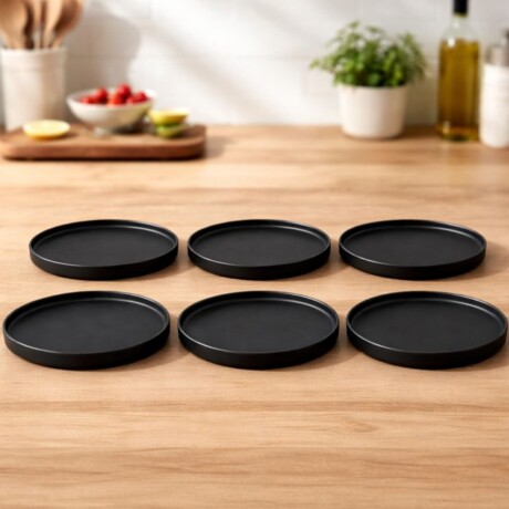 Set x6 Plato de mesa Stoneware D26,5x2cm TOKIO NEGRO