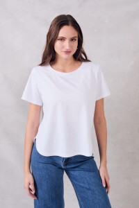 Remera Algodon Peinado Blanco