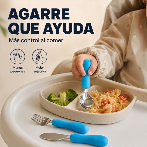 Set X3 Cubiertos Infantiles Marcus & Marcus Agarre Fácil Azul