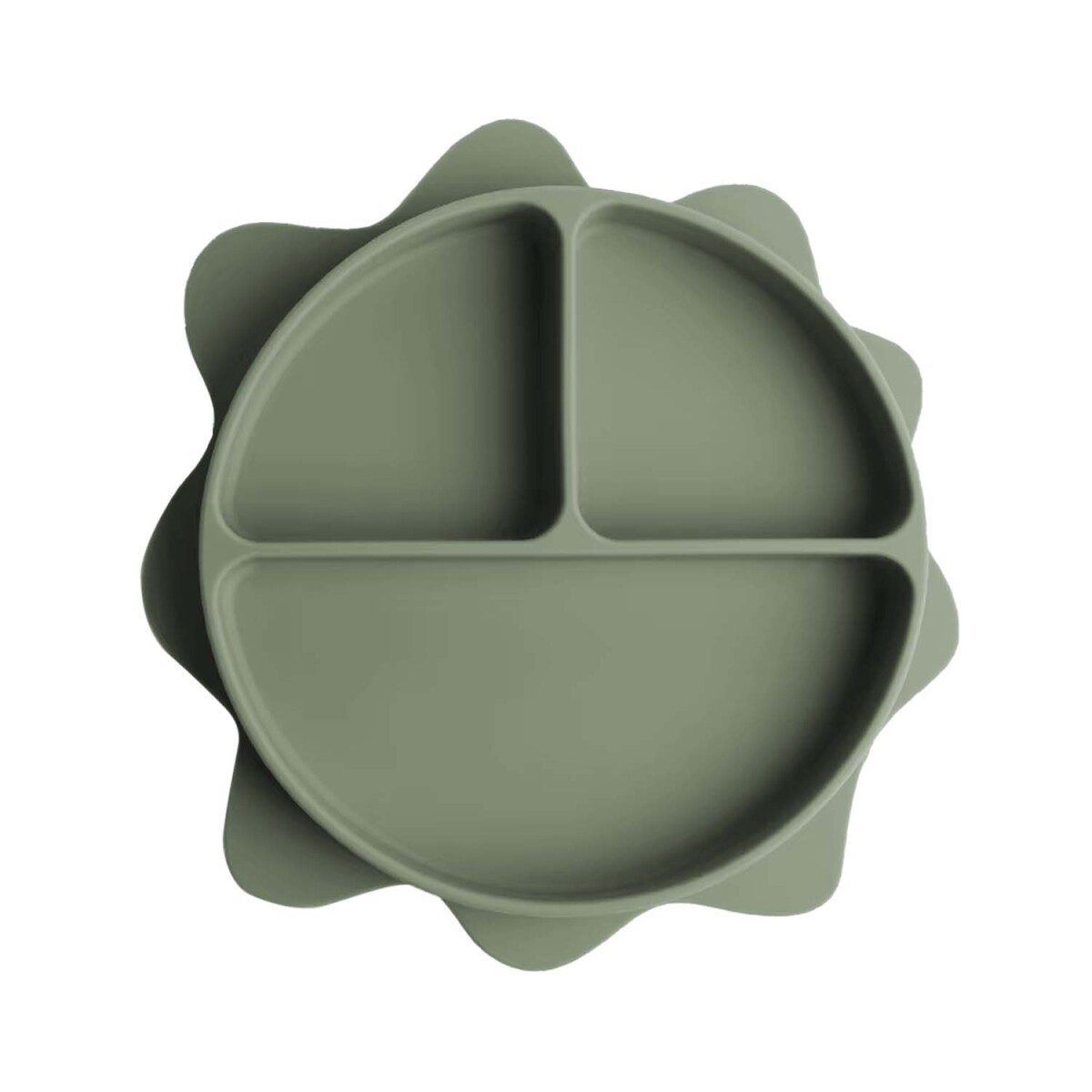 Plato con Separaciones p/ Comida Bebé en Silicona Diseño Sol - Verde 