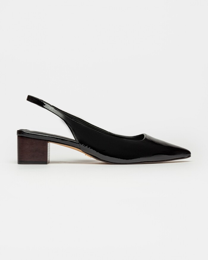 Stiletto Marga en cuero charol arrugado Negro
