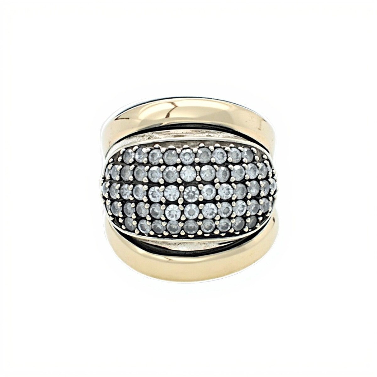 Anillo Cúpula-Plata y Oro-Piedra Zirconia-AN5365 - conpiedra 