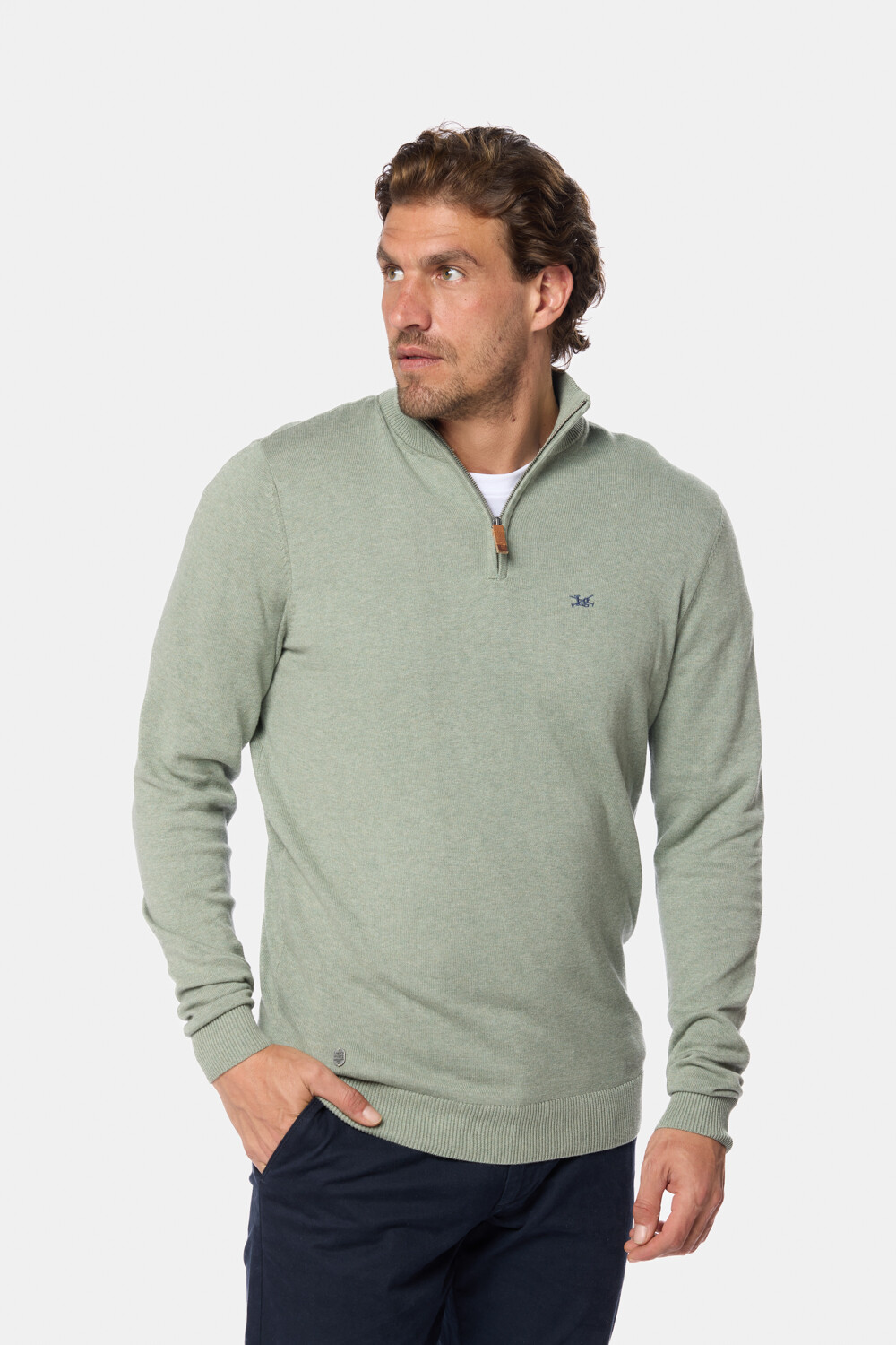 BUZO TEJIDO MEDIO CIERRE Pistacho