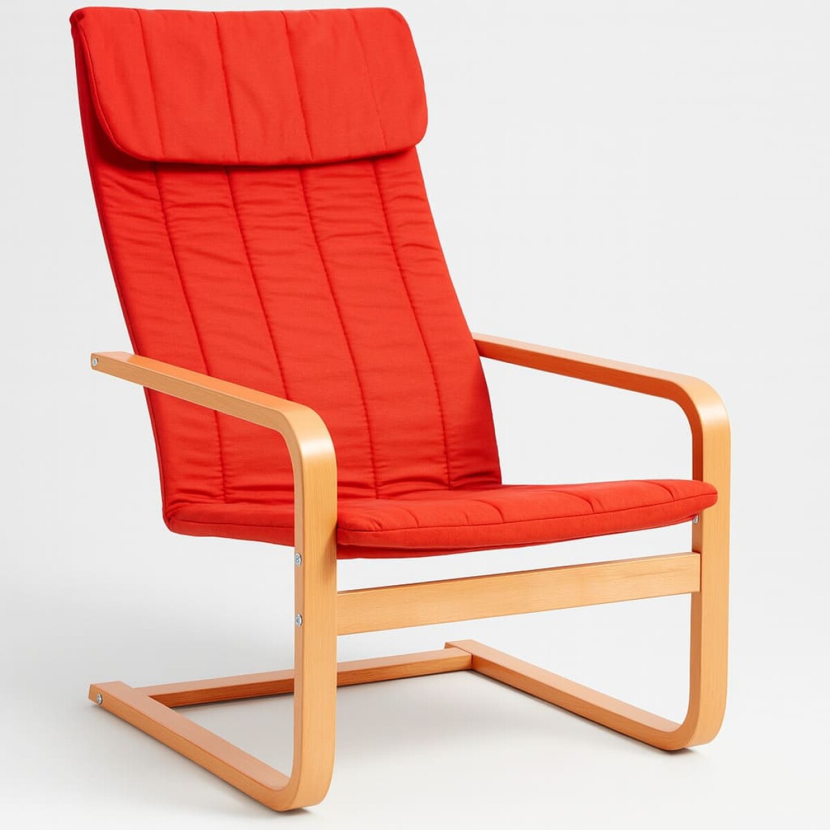 Sillón Individual Flex Rojo de Diseño Nórdico con Estructura de Madera – Ideal para Living, Dormitorio u Oficina 