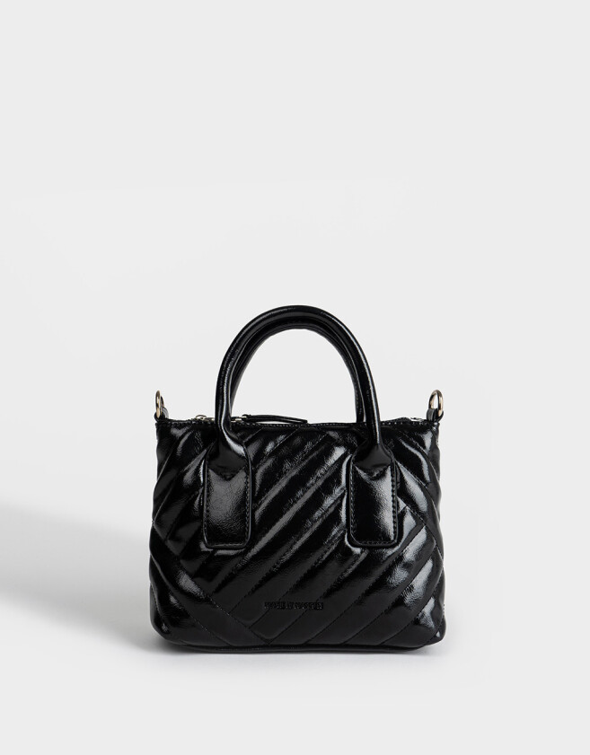 City Puffy Cartera City Efecto Craquelada - Negro