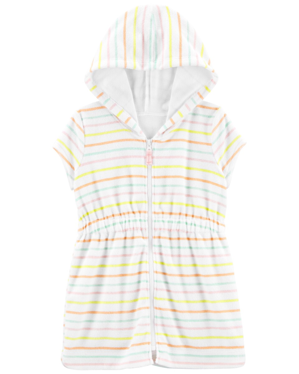 Bata de algodón con capucha diseño a rayas 