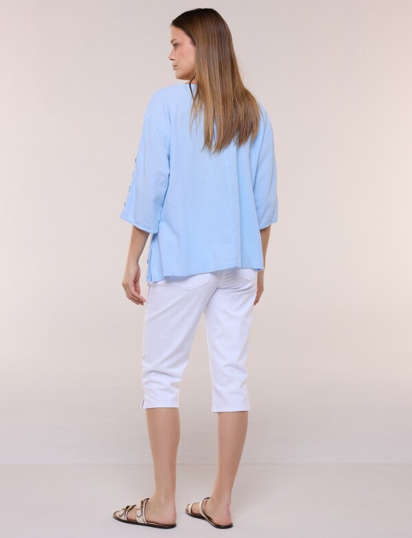 Blusa Algodón Botones CELESTE