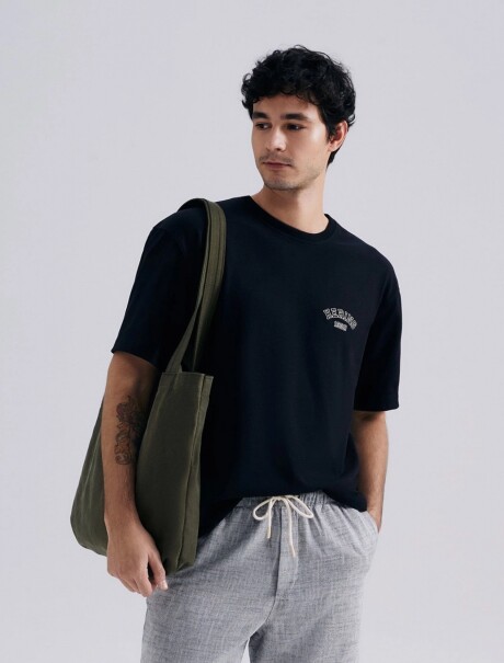 CAMISETA MANGA CORTA CON ESTAMPA NEGRO