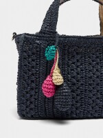Bolso Tote Efecto Rafia Con Bandolera azul-marino