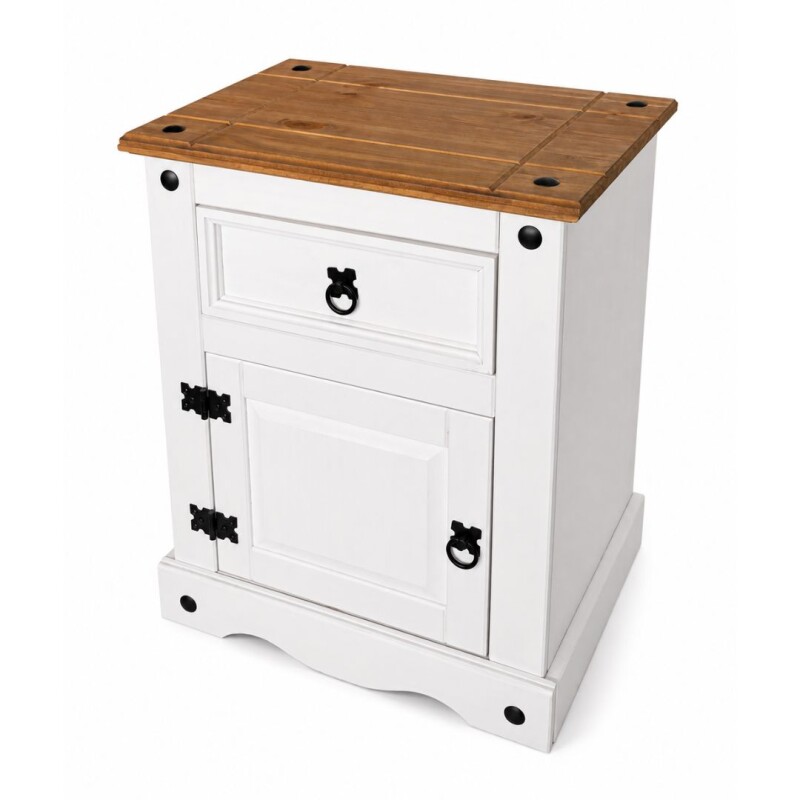 Mesa de Luz Linea Mexicana 1 Puertas 1 Cajón Blanca Mesa de Luz Linea Mexicana 1 Puertas 1 Cajón Blanca