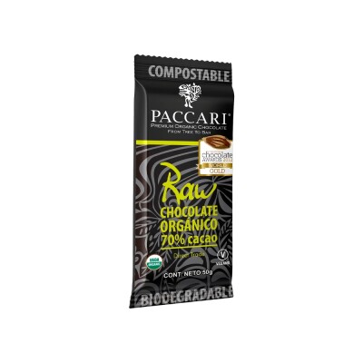 Chocolate Orgánico Raw 70% Cacao 50 g Paccari Chocolate Peccari Org Raw 70%