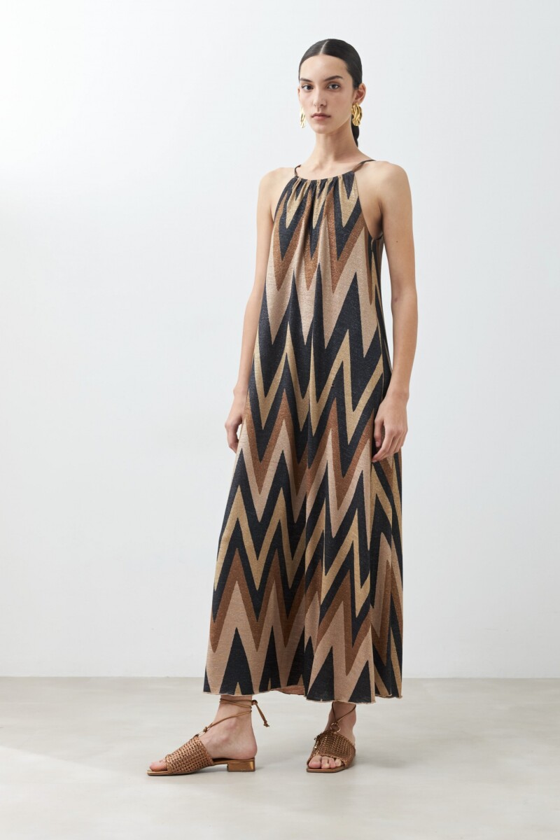 Vestido zig-zag tostado