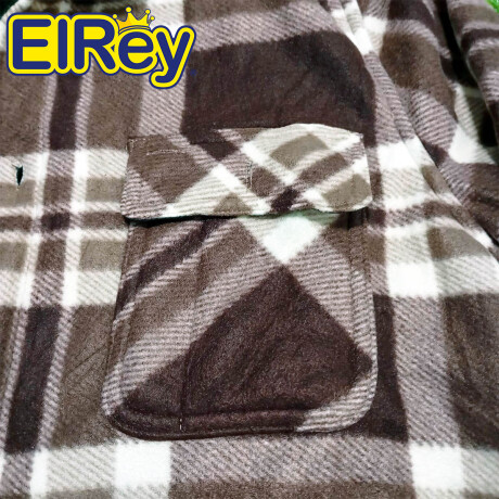 Campera Camisa Leñadora Cangurito Capucha Botones Marron