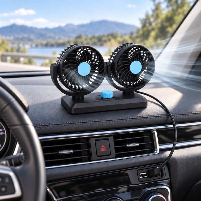 Ventilador doble para auto con USB Ventilador doble para auto con USB