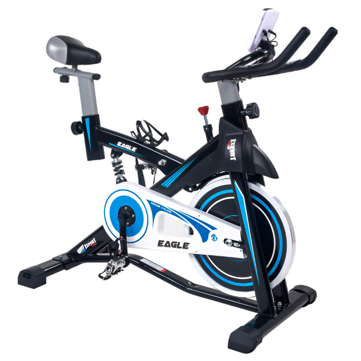 Bicicleta Spinning Expert Fitness Eagle 13Kg Profesional Amortiguador - Azul-Negro 