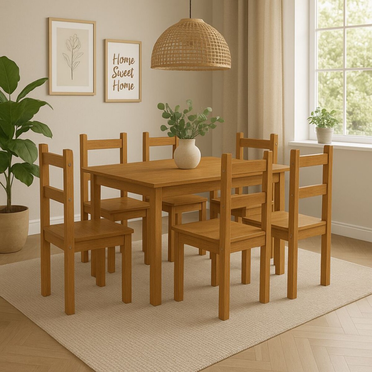 Juego de comedor 6 sillas Linea Naturale - Roble 