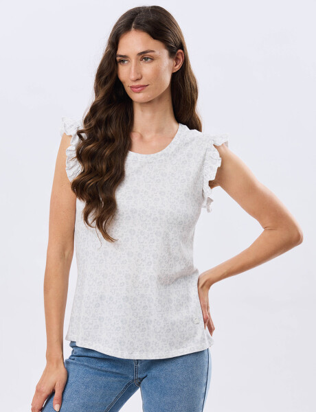 REMERA ESTAMPADA DE ALGODÓN Celeste