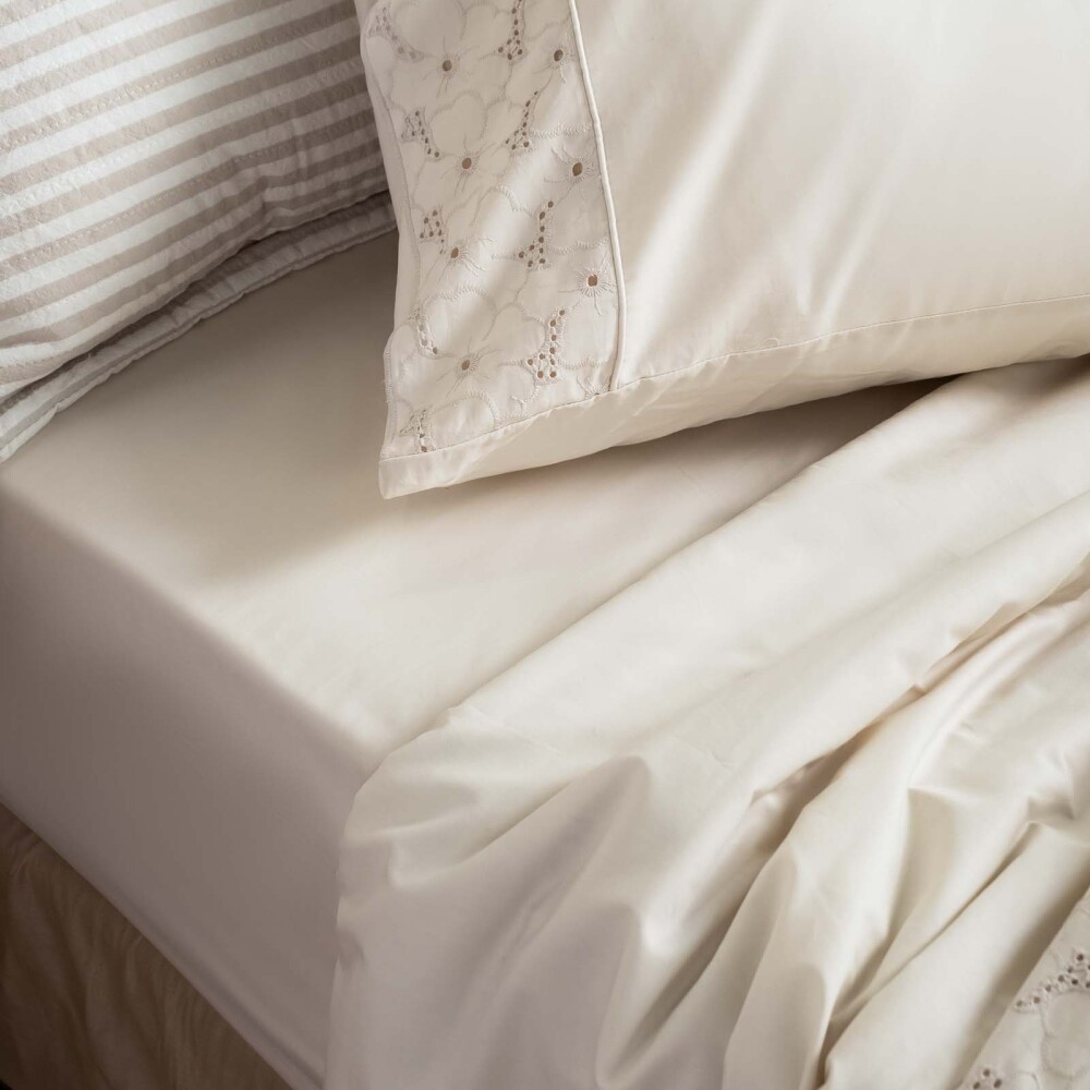 JGO SÁBANAS KING ALGODON NATURAL-BEIGE BRODERIE 200H ARENA