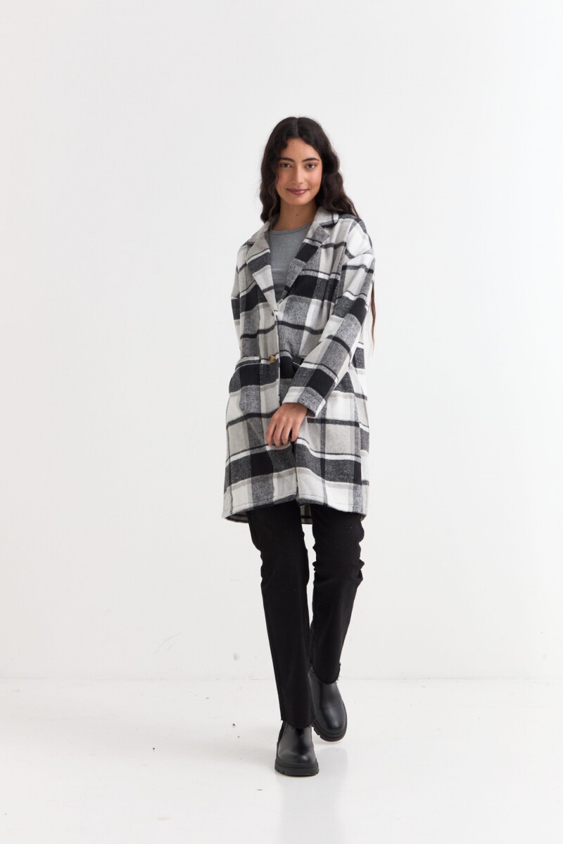 Tapado liviano de paño a cuadros NEGRO