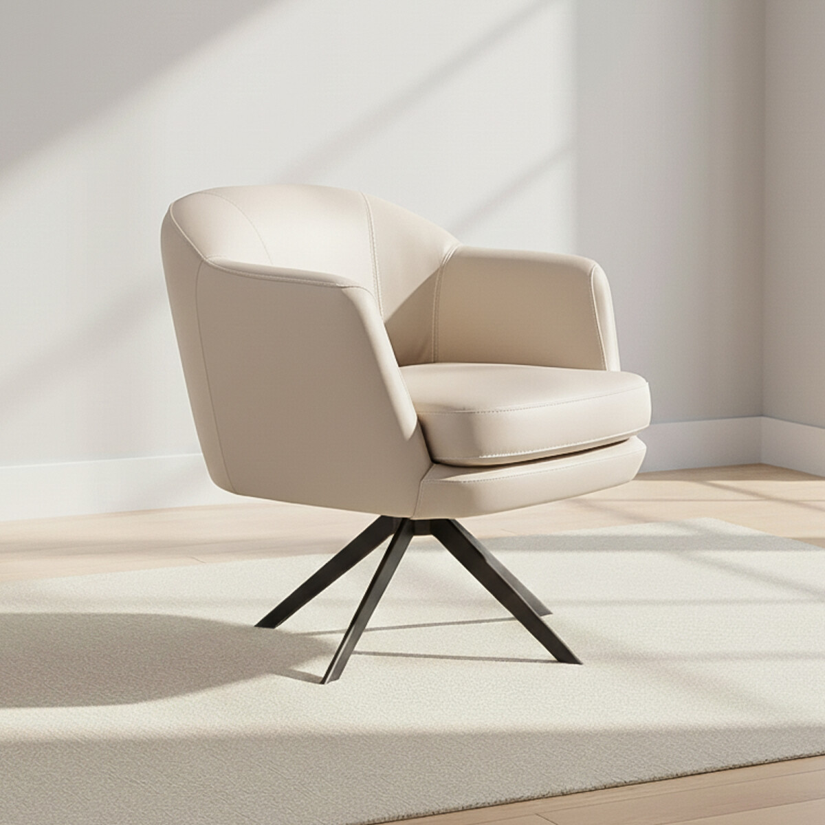 BUTACA GIRATORIA - 1 CUERPO CUERO BLANCO 1004 OFFWHITE 