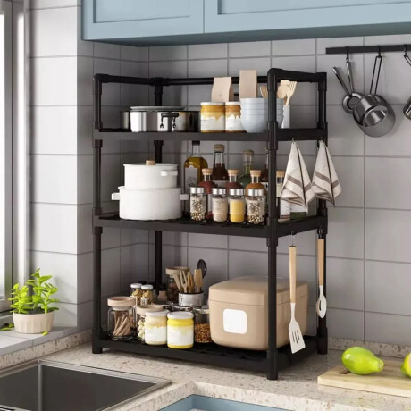 Estante Organizador 3 Niveles Multifuncional Cocina Baño Negro