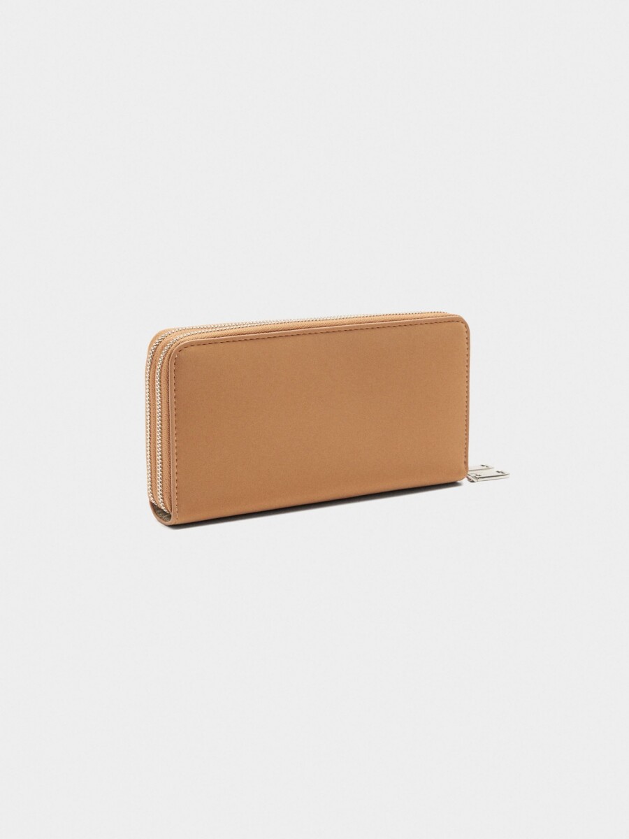 Cartera De Textura Suave Con Cremallera camel
