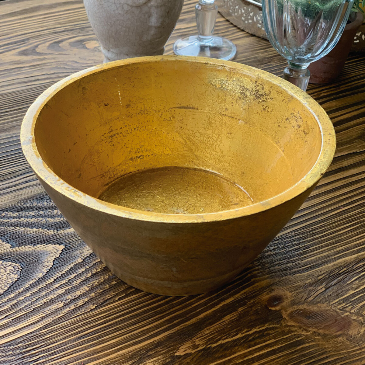 Bowl en madera esmaltada color natural 