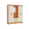 ROPERO - 4 PUERTAS 2 CAJONES CON ESPEJO BLANCO OFF WHITE
