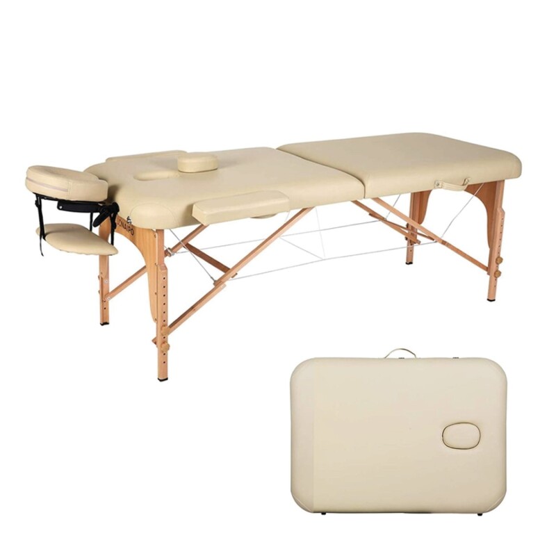 Camilla portable para masajes en madera Beige