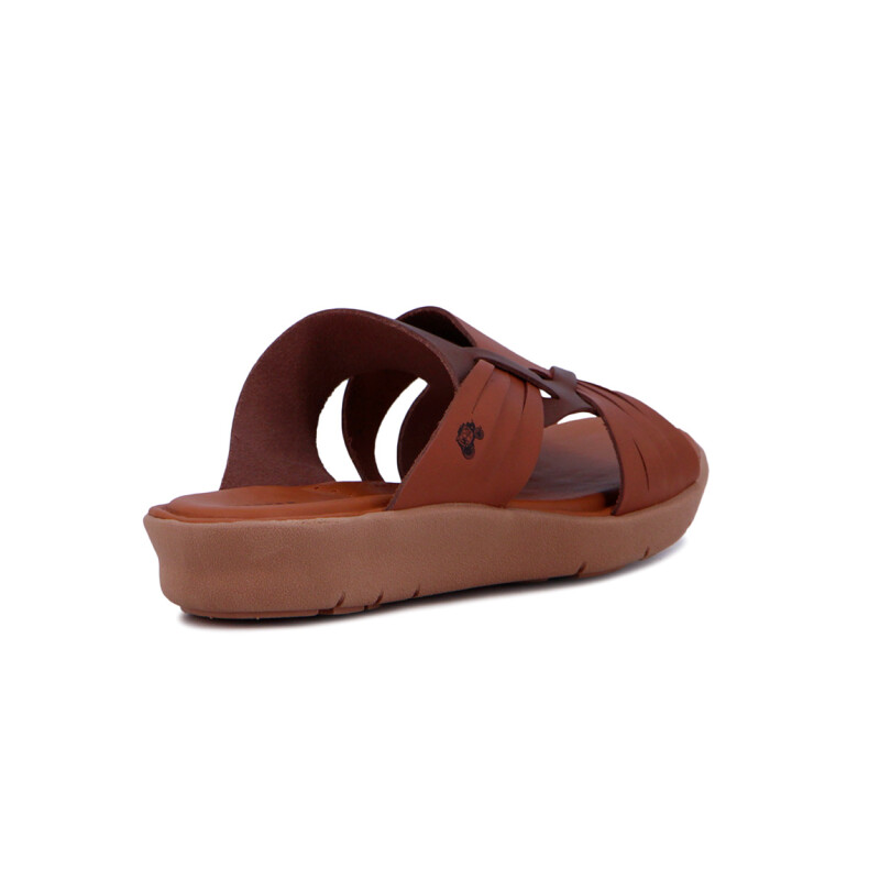 Sandalia Casual De Cuero Mujer Country Tira Ancha Telha-marron Oscuro