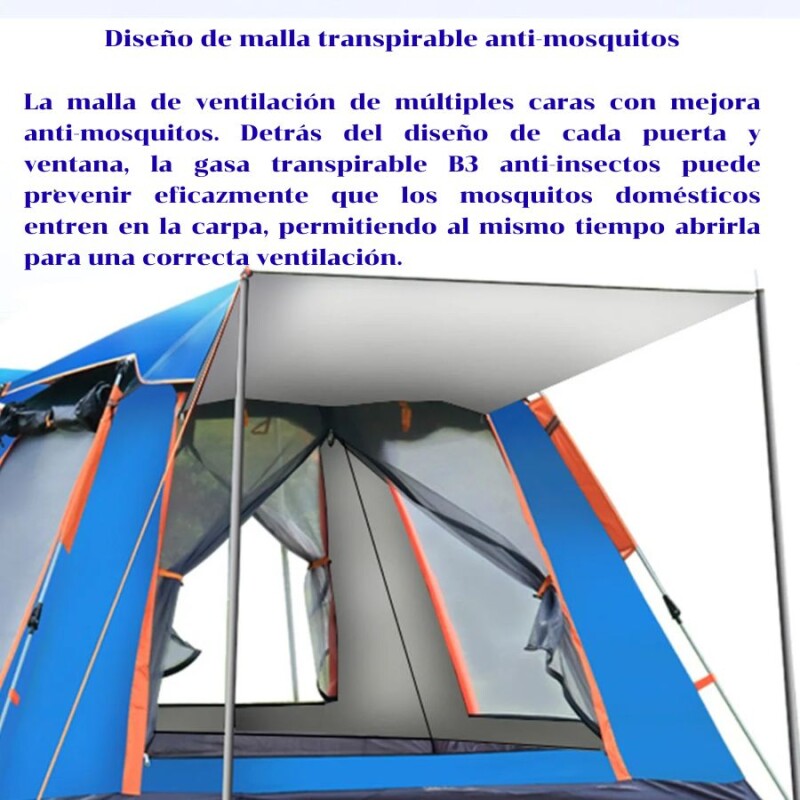 Carpa con Avance Liviana Impermeable Ventilada Capacidad 6 a 7 personas AZUL