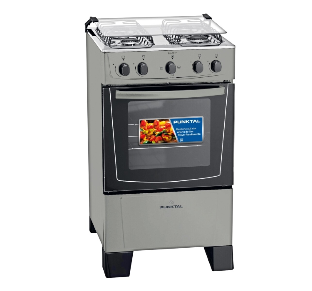 Cocina Combinada Punktal Plateada 4 Hornallas Pk-6617 