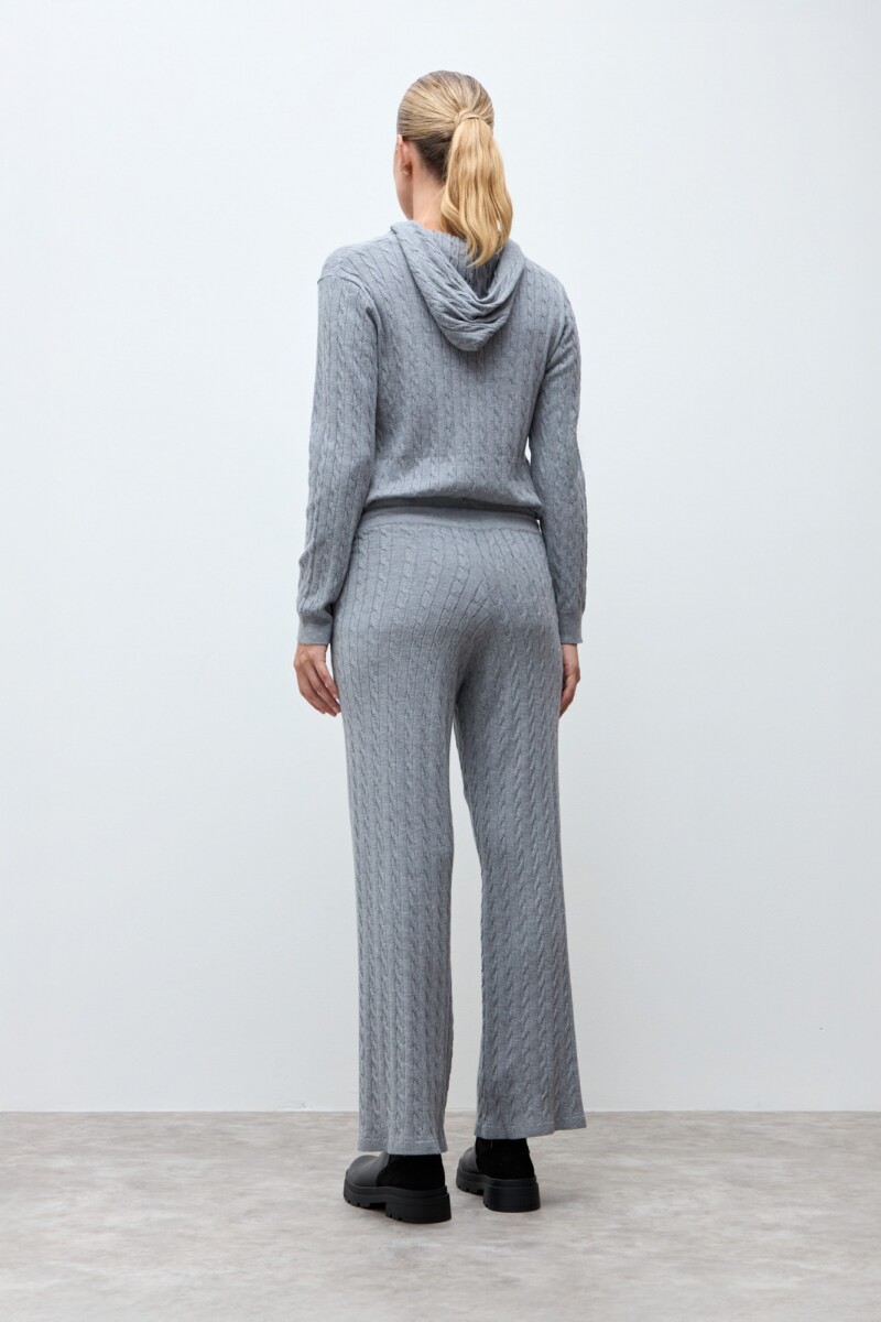 Pantalón tejido estructuras gris melange