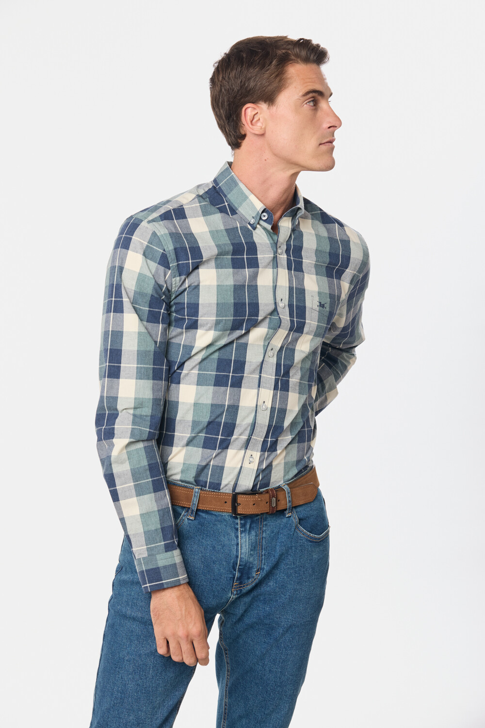 CAMISA CUADROS Beige